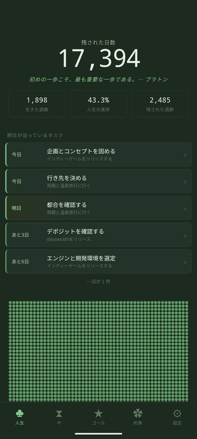 Daysworth 人生カレンダー Forest テーマ